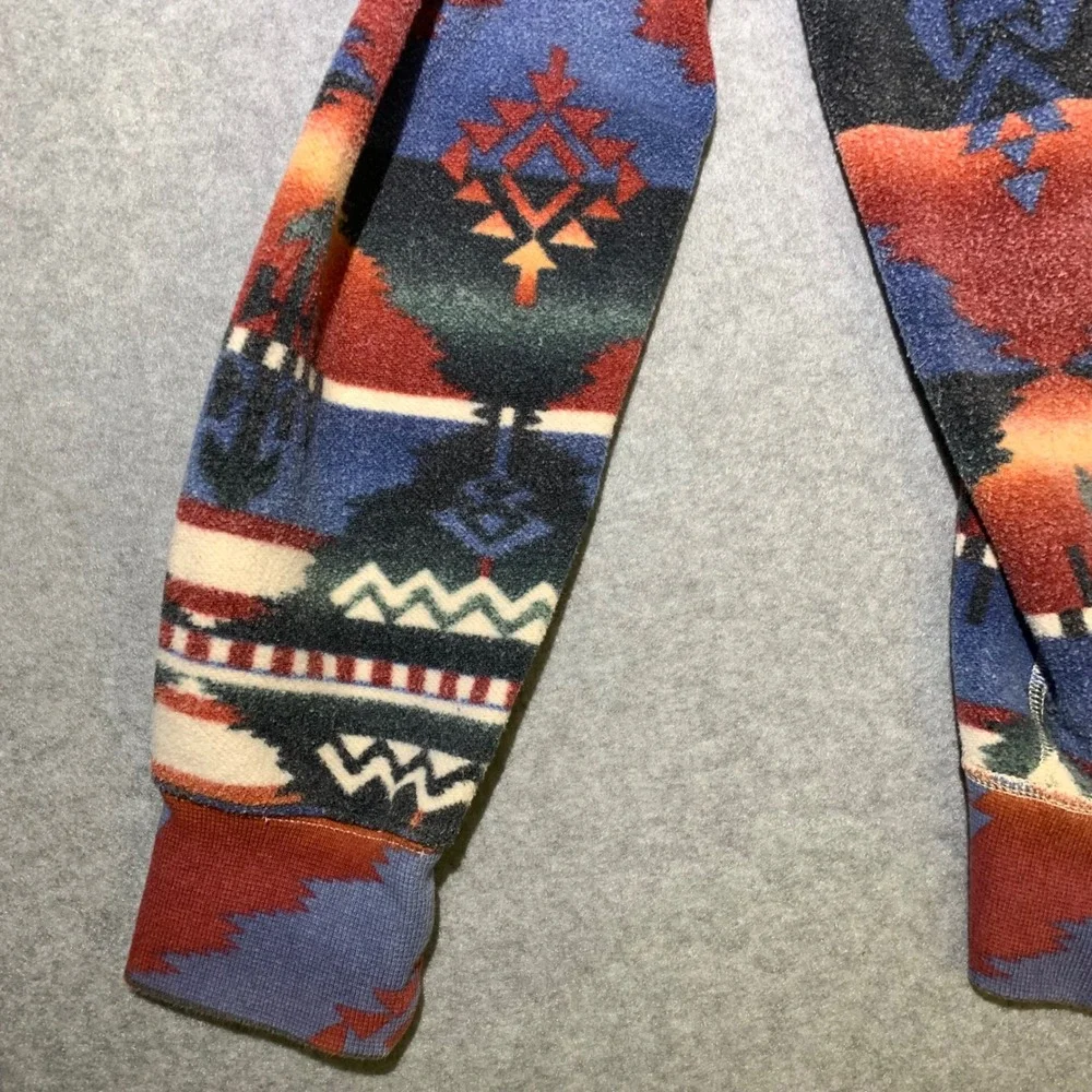Polo Ralph Lauren‎ Mens M Aztec Fleece Hoodie Southwestern Pattern Blue Orange